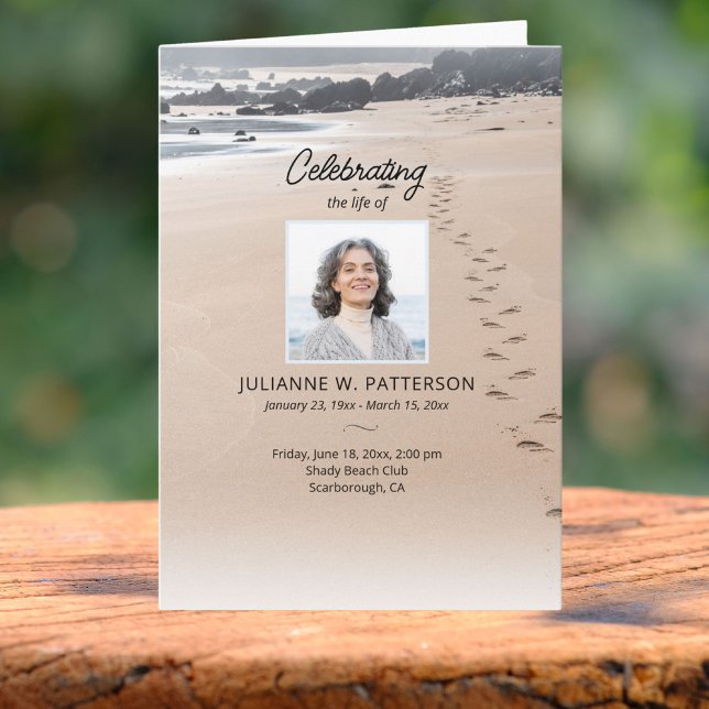 Footsteps In Sand Beach Photos Celebration of Life Program (Creator Uploaded)