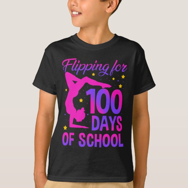 For 100 Days Of School Gymnastics Gymnast Coach  T-Shirt (Front)