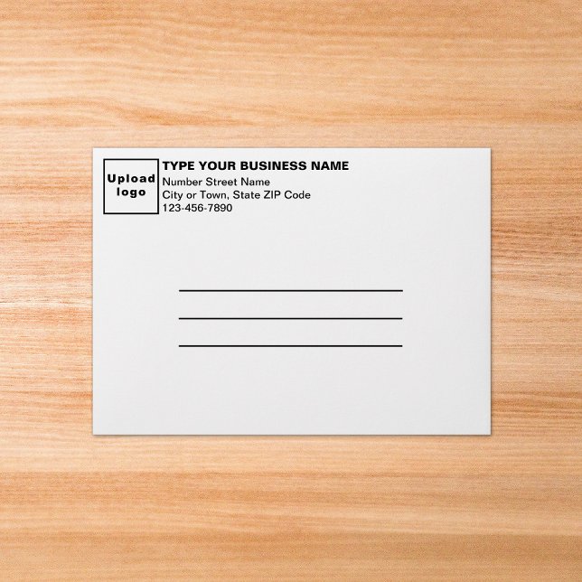 For A7 Card Size White Business Envelope (Your business name, logo, address and phone number on white envelope for A7 size card.)