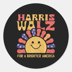 For A Brighter America Retro Sun For Kids Premium Classic Round Sticker