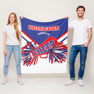 For a Cheerleader 📣 - Blue, White & Red Fleece Blanket