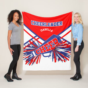 For a Cheerleader 📣 - Blue, White & Red Fleece Blanket