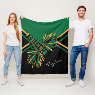 For a Cheerleader 📣 - Dark Green, Gold & Black Fleece Blanket
