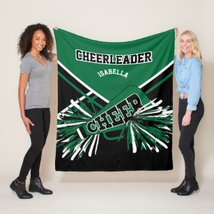 For a Cheerleader 📣 - Dark Green, White & Black Fleece Blanket