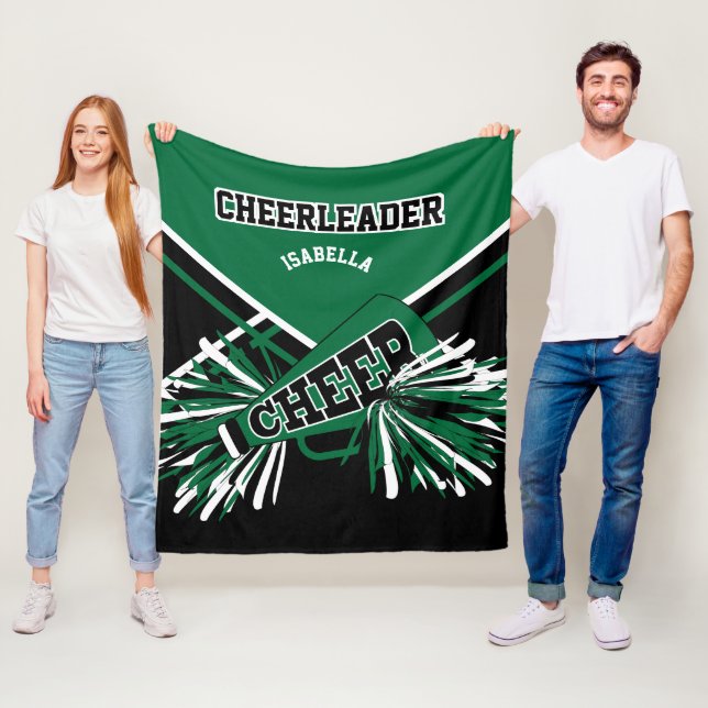 For a Cheerleader 📣 - Dark Green, White & Black Fleece Blanket (In Situ)