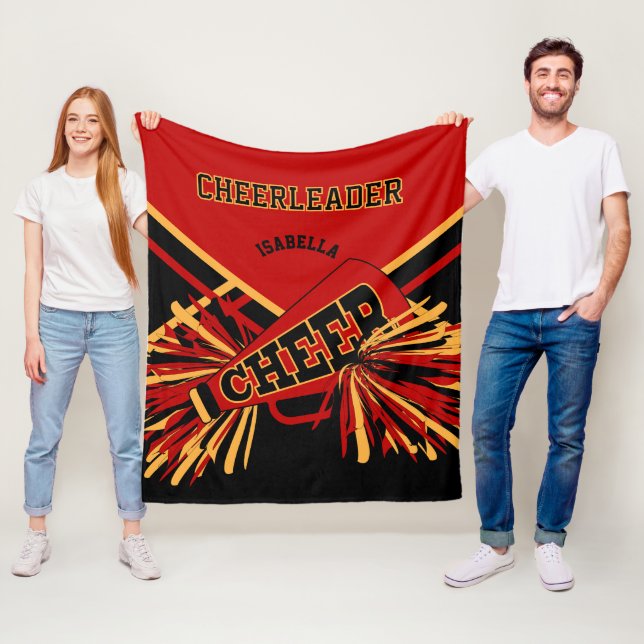 For a Cheerleader 📣 - Dark Red, Gold & Black Fleece Blanket (In Situ)