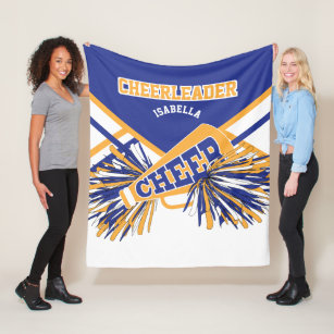 For a Cheerleader 📣 - Gold, White & Blue Fleece Blanket