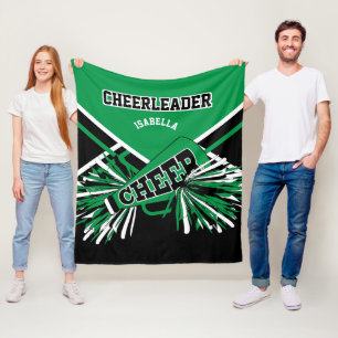 For a 📣 Cheerleader - Green, White & Black Fleece Blanket