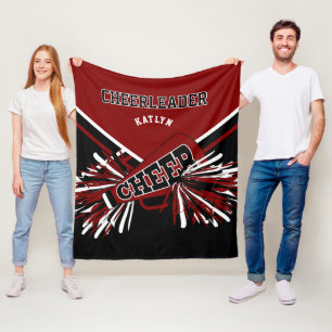 For a 📣 Cheerleader - Maroon, Black & White Fleece Blanket