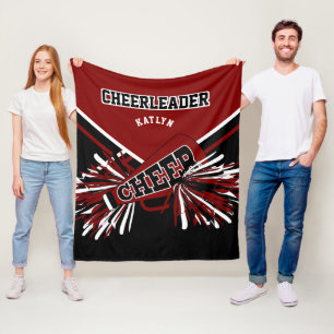 For a 📣 Cheerleader - Maroon, Black & White Fleece Blanket