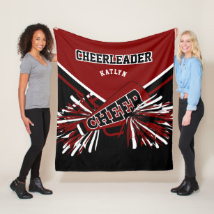 For a 📣 Cheerleader - Maroon, Black & White Fleece Blanket
