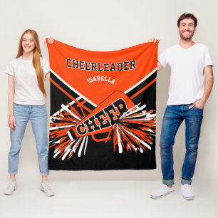 For a Cheerleader 📣 - Orange, Black & White Fleece Blanket