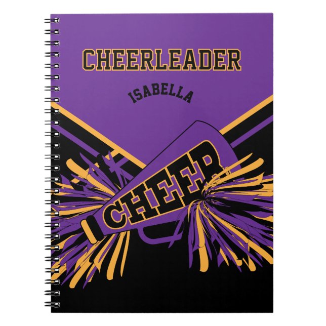 For a Cheerleader - Purple, Gold and Black Notebook (Front)