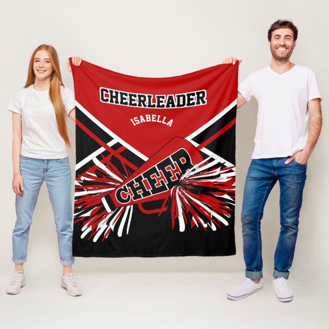For a Cheerleader 📣 - Red, Black & White Fleece Blanket (In Situ)