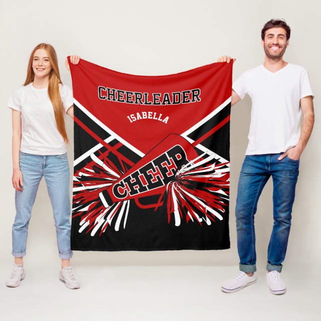 For a Cheerleader 📣 - Red, Black & White Fleece Blanket (In Situ)