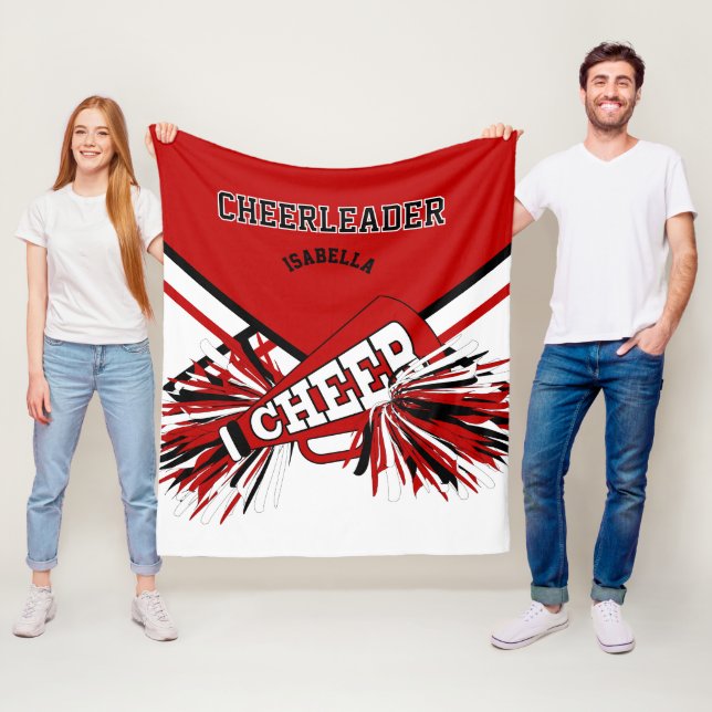 For a Cheerleader 📣 - Red, White & Black Fleece Blanket (In Situ)