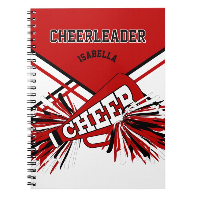 For a Cheerleader - Red, White & Black Notebook (Front)