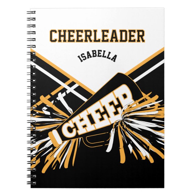 For a Cheerleader - White, Gold and Black Notebook (Front)