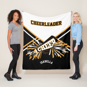 For a 📣 Cheerleader - White, Gold & Black Fleece Blanket