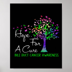 For A Cure Bile Duct Cancer Awareness Tree Ribbon Poster
