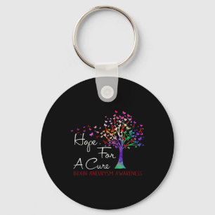 For A Cure Brain Aneurysm Awareness Tree Ribbon Key Ring