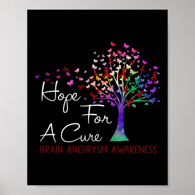 For A Cure Brain Aneurysm Awareness Tree Ribbon  Poster (Front)