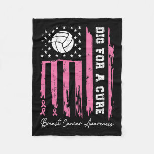 For A Cure Breast Cancer Awareness Ribbon Volleyba Fleece Blanket