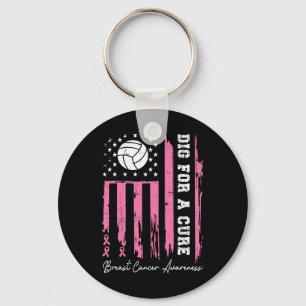 For A Cure Breast Cancer Awareness Ribbon Volleyba Key Ring