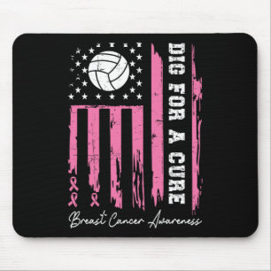 For A Cure Breast Cancer Awareness Ribbon Volleyba Mouse Pad