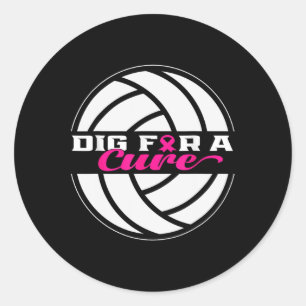 For A Cure Breast Cancer Awareness Volleyball Pink Classic Round Sticker