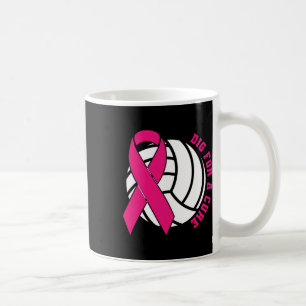 For A Cure Breast Cancer Awareness Volleyball Pink Coffee Mug