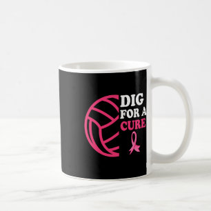 For A Cure Breast Cancer Awareness Volleyball Pink Coffee Mug