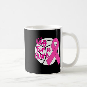 For A Cure Breast Cancer Awareness Volleyball Pink Coffee Mug
