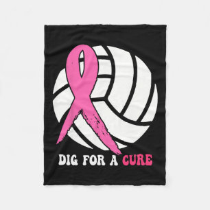 For A Cure Breast Cancer Awareness Volleyball Pink Fleece Blanket