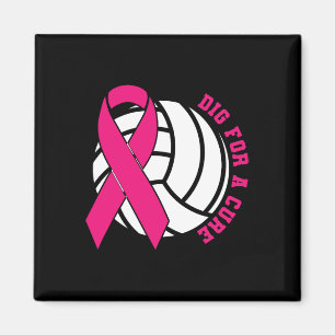For A Cure Breast Cancer Awareness Volleyball Pink Magnet