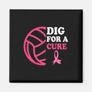 For A Cure Breast Cancer Awareness Volleyball Pink Magnet