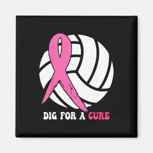 For A Cure Breast Cancer Awareness Volleyball Pink Magnet