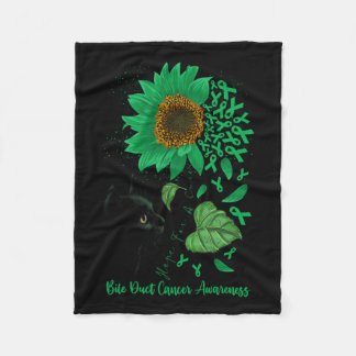 For A Cure Cat And Sunflower Bile Duct Cancer Awar Fleece Blanket