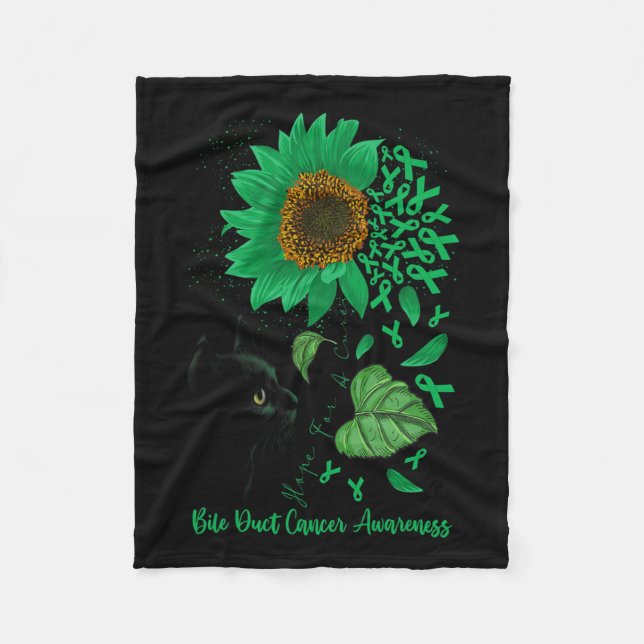 For A Cure Cat And Sunflower Bile Duct Cancer Awar Fleece Blanket (Front)