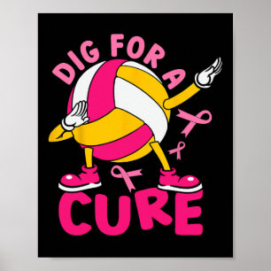 For A Cure Dabbing Pink Volleyball Breast Cancer S Poster