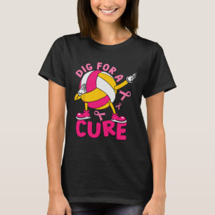 For A Cure Dabbing Pink Volleyball Breast Cancer S T-Shirt