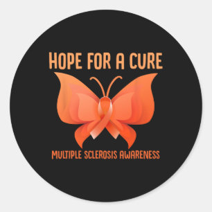 For A Cure Ms Multiple Sclerosis Awareness Butterf Classic Round Sticker