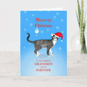 For a grandson and his partner, Meowwy Christmas Holiday Card