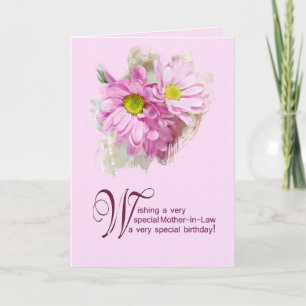 For a mother-in-law, a birthday card with daisies