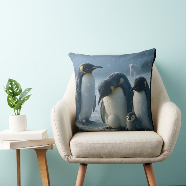 For a penguin family and chick Arctic Winter throw Cushion (Chair)