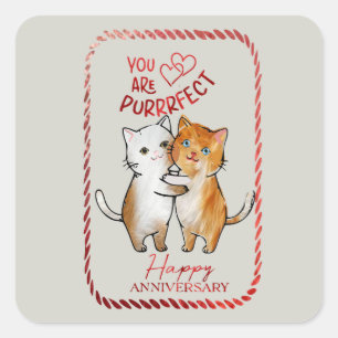 For a  Purrfect couple on anniversary Square Sticker