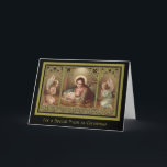 For a Special Priest Holiday Card<br><div class="desc">Beautiful Nativity image of the Blessed Virgin Mary and the Angels adoring the Christ Child in the manger.
All text may be personalised!</div>