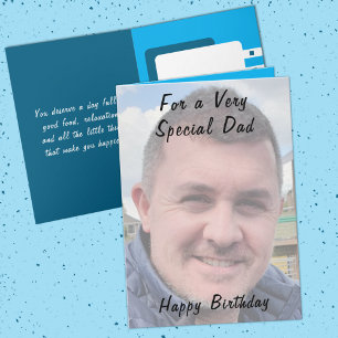For a very special dad photo blue birthday card