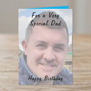 For a very special dad photo blue birthday card