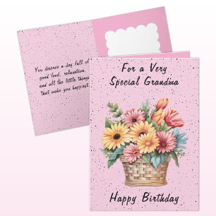 For a very special grandma flowers pink birthday card